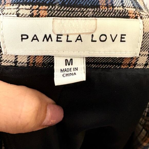 Pamela Love Retro Tie Waist Wrap Brown Plaid Blazer Womens Size Medium - Picture 12 of 13